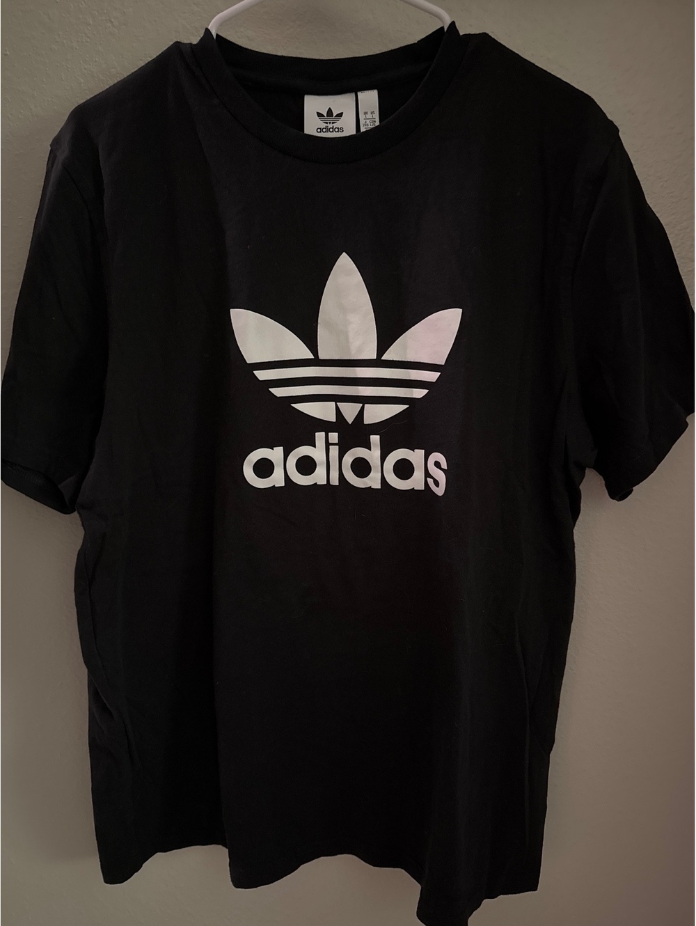 adidas Black Trefoil Logo T-Shirt - Size Large